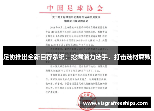 足协推出全新自荐系统：挖掘潜力选手，打击选材腐败
